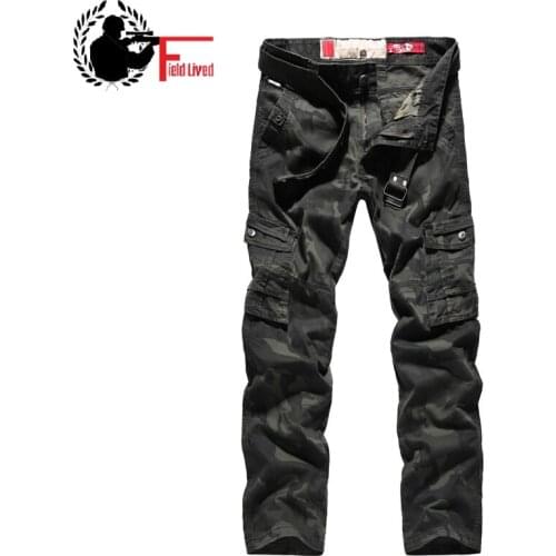 Camo Pants 2021 High Quality Mens Cargo Pants Military Style Straight Trousers Long Belt Many Pocket Cargo Pants Camouflage Male