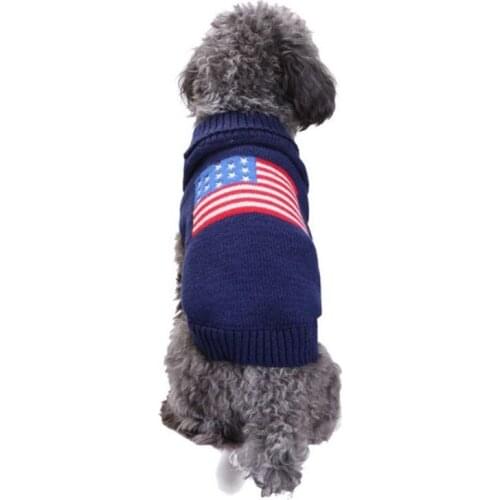 Pets Cardigan Stretch Sweaters Dog Warm Christmas Dress Up Teddy Large Knit Warm Costmues USA Flag Dogs Party Clothing