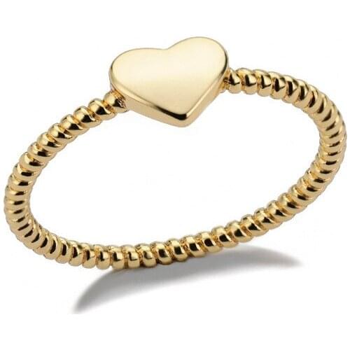 UFOORO Stainless Steel Heart-shaped Ring Thread 18k Gold-plated Ring Ladies Love Engagement Jewelry