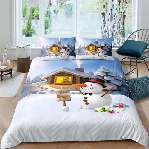 3D Snowman Bedclothes Christmas Quilt Cover Set Comforter Covers and Pillow Cases King Queen Super King Twin Size 180*210cm