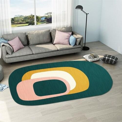 Ellipse Shape Carpet Irregular Printed Living Room Abstract Non-slip Large Area Cover Kid Crawl Rug Fashion Home Decoration