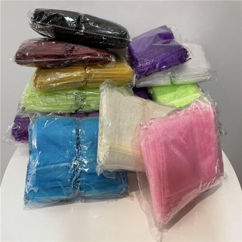 50/100pcs Organza Jewelry Bags Pouch Organza Drawstring Wedding Banquet Bag Jewelry Packaging For Jewelry Pouches Jewellery 50