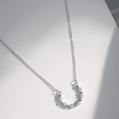 New Simple Half Round Star Zircon Clavicle Necklace for Women Chain Chokers Necklaces Jewelry Gift