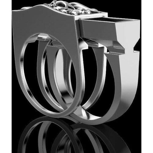 New Skull Headgear Ring Retro Punk Style 925 Silver Skull Head Ring Gift Jewelry Ring Wholesale