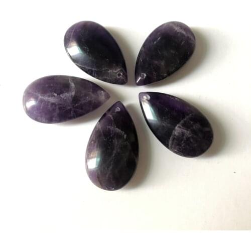 Wholesale 5pcs Natural Purple Amethysts Quartz Drop Pendant 10-20mm Small Gem Stone Bead Pendant For Jewelry