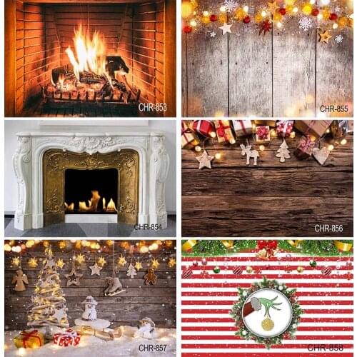 Merry Christmas Tree Gift Fireplace Baby Child Portrait Photo Backgrounds Photography Backdrop for A Photo Studio