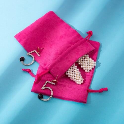 Rose Red Flannel Jewelry Gift Bags 7x9cm 8x10cm 9x12cm Makeup Hair Eyelashes Custom Logo Packaging Pouches For Wedding Christmas