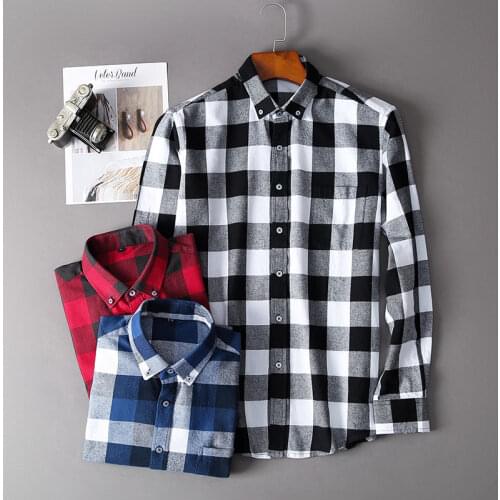 Flannel Plaid Shirt Men 100% Cotton 2021 Spring Autumn Casual Long Sleeve Shirt Soft Comfort Slim Fit Styles Brand For Man Plus