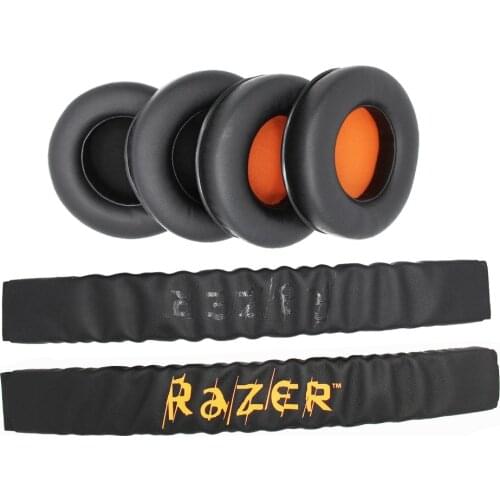 Replacement Top Headband Cushion Pad & Ear Pads Cushions Cover For Razer Kraken Pro 7.1 or Electra Gaming Headphones Headsets