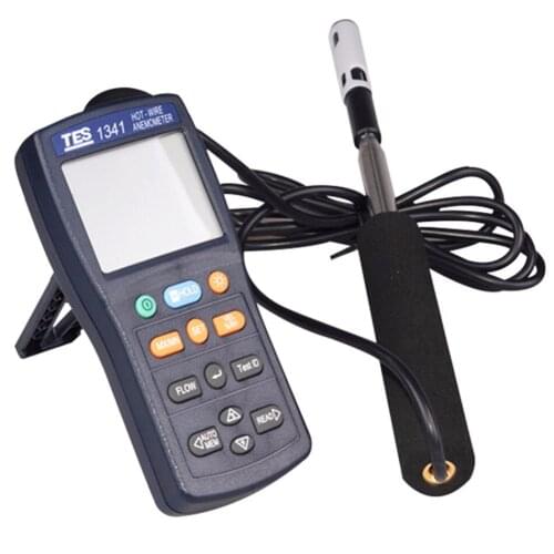 TES-1341 Hot Wire Thermo Anemometer HVAC Air flow air velocity tester USB type