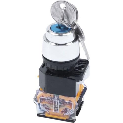 On/Off/On Three 3 Position Rotary Selector Key Lock Switch 10A 380V AC