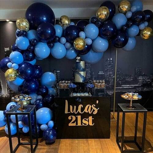 Balloon Arch New Retro Wedding Party Decor Balloons Color Navy Blue Birthday Baby Shower Balloons Garland Gold Silver Confetti