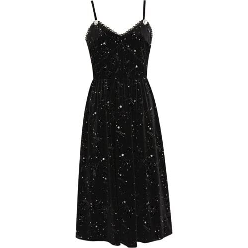 Elegant Pastel Retro Strap Velvet A-line Trendy Vestidos Sequin Vacation Dress Women New Style Black Robes Party Women Dress