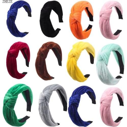 10pcs 2020 Boutique hair accessories womens velvet knotted Wide side headband fashion headband wash sports hair band head wear