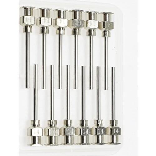 12pcs 1 inch 37mm Stainless Steel Adhesive Syringe Tip Needle for Large Space Precision Dispensing Equipmen injection Needle