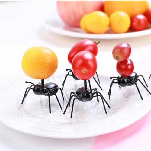 12 Pcs Plastic Fruit Dessert Fork Reusable Ant Shape Fork Multiple Snack Cake Tableware Fork Party Accessories Kitchen Gadgets