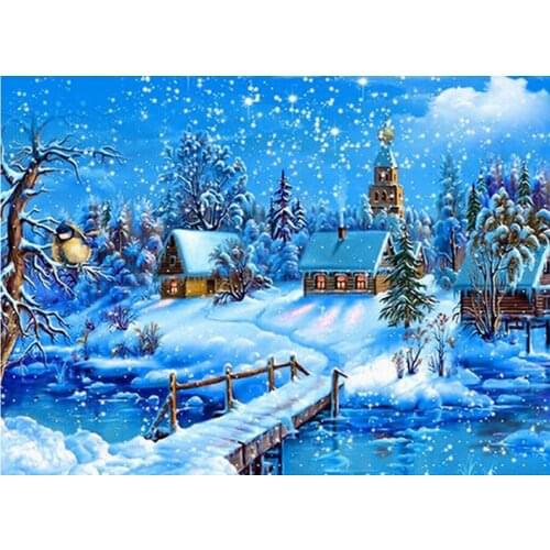 Diy 5d diamond painting winter snow natural scenery cross stitch square diamond kits diamond embroidery mosaic home decoration