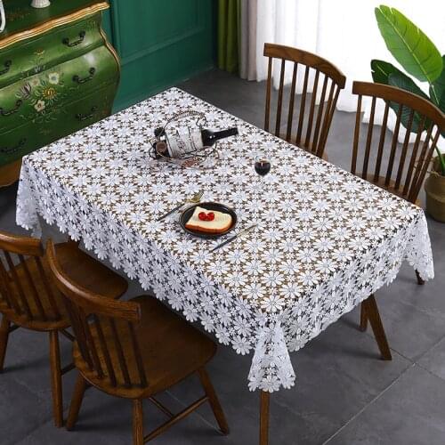 White Flower Lace Tablecloth Modern Simple Tablecloth Hand Hollowed Out Household Decorative Tea Table Cloth Square Tablecloth