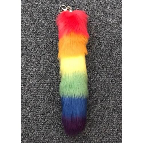 Free shipping rainbow tail keychain