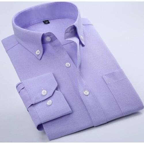 MRMT 2021 Brand Mens Shirts Solid Color Cardigan Oxford Shirt for Male Long Sleeves Tops Shirt