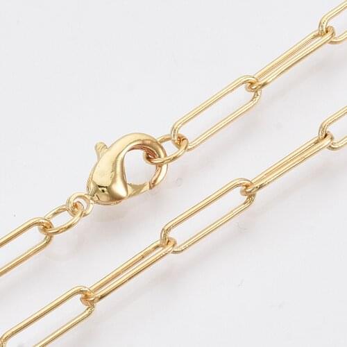 Necklace Chains with Lobster Claw Clasps Brass Round Oval Paperclip Link Necklaces Chain for Jewelry Making Supplies DIY