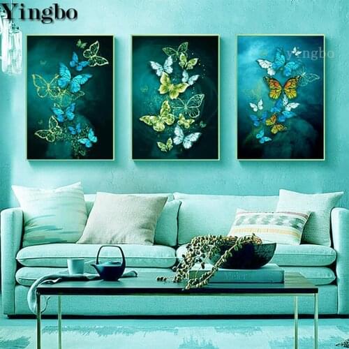 Color butterfly nordic style 3pcs DIY 5D Diamond Painting kits houses Embroidery Cross Stitch Diamond Rhinestone Mosaic Gift