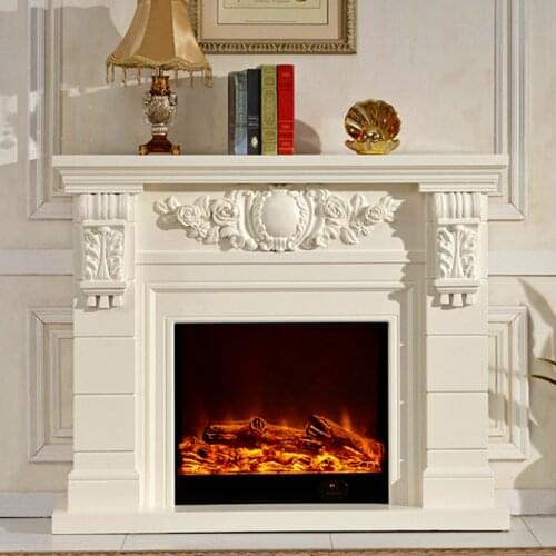 Wooden fireplace mantel W140cm electric fireplace insert firebox living room heater chimneypiece LED artificial flame decoration