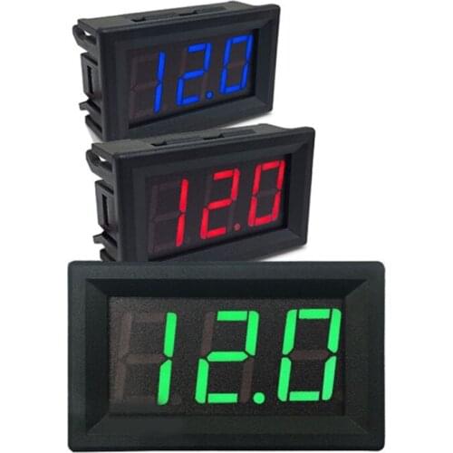 DC 3.1 -32V/0-100V Detector Voltage Current Meter Panel Amp Volt Gauge 0.36" Red/Blue/Green with 2 Wires