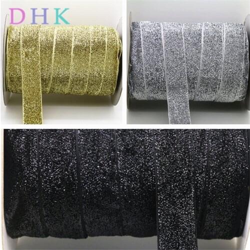 DHK 1'' 50yards glitter Metallic ribbon 50y/color/lot diy party decoration wholesale hairbow headwear accessories 25mm S817