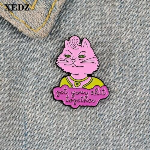 XEDZ purple cat king enamel pin alien auspicious sign female jewelry fashion clothing backpack lapel brooch friend gift