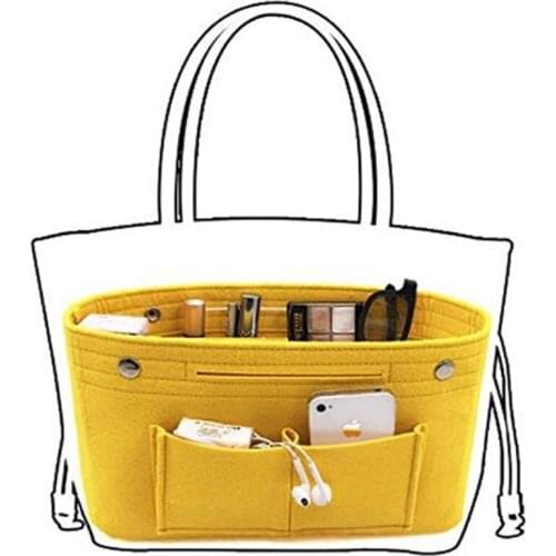 Cosmetic Bag Felt Travel Organizer Cloth Insert Storage Bag Makeup Bag Multi-pockets Fits In Handbag