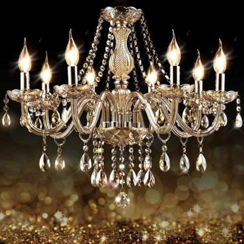 HSHIXNIMAO Gold Crystal LED Chandelier Home For Living Dining Room Lamp Indoor Modern Chandelier Lustre Crystal Light 110V-240V