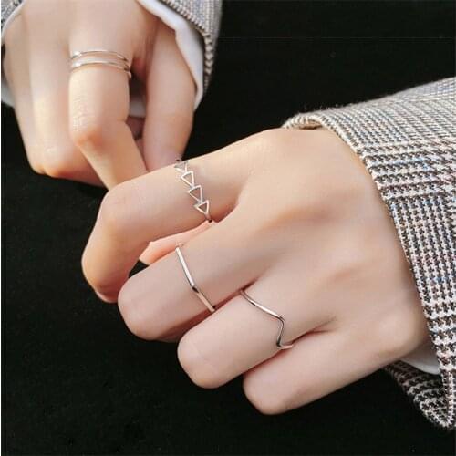 Trendy 925 Sterling Silver Geometric Rings For Women Girls Couples Handmade Finger Jewelry Party jz420