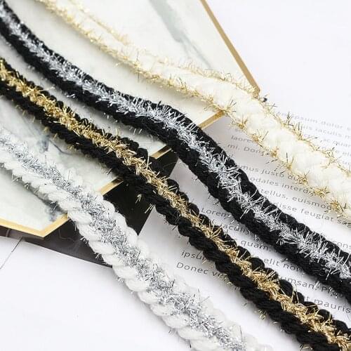 3 Meters/lot 1.6cm Gold Silver Braided Sewing Lace Trim Ribbon Rope Wedding for Home Party Decoration DIY Clothes Accessories