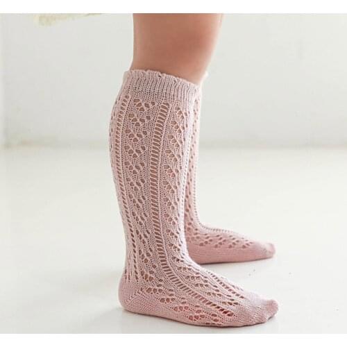 Summer Baby Socks Solid Color Soft Cotton Girls Kids Knee High Socks Breathable Mesh Infant Toddler Long Socks