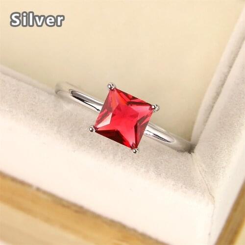 Best-selling Europe and the United States fashion s925 pure silver engagement ring zircon Ms. Ruby crystal jewelry gifts