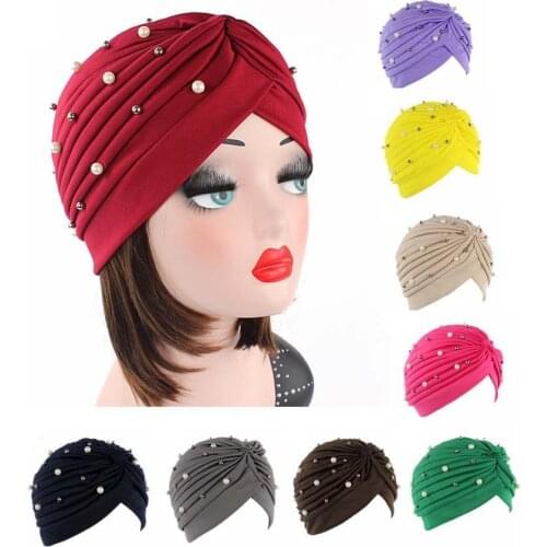 Soft Muslim Full Cover Muslim Fashion Beading Womens Hijab Cap Islamic Underscarf Hat Women Full Head Cap Hats Wholesale