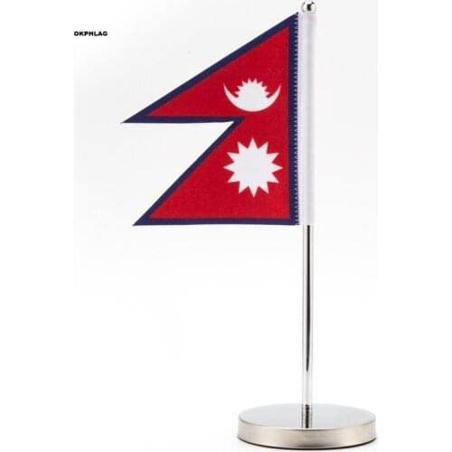 Nepal Table Flag with Stand 14*21CM High Quality Customize for Office House Party KS-0140