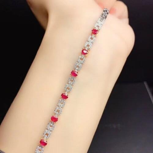 Natural Ruby Bracelet S925 Sterling Silver Bracelet Ladies Exquisite Luxury Bracelet Fashion Jewelry