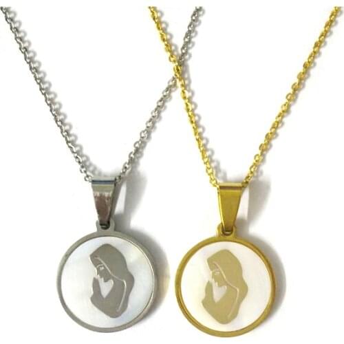 FairLadyHood Stainless Steel Necklace Maria Pendant Necklace Women Men Chain Necklace Gold Silver Color Necklace For Friend Gift