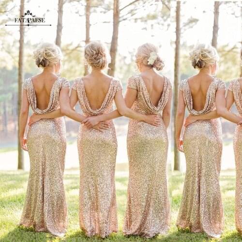 FATAPAESE Glitter Sexy Mermaid Dresses Sequins Prom Bridesmaid Dress Wedding Party Evening Gowns Formal Clothing Vestido Gala