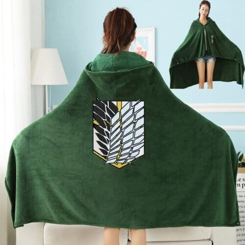 Anime Attack on Titan Blanket Cloak Shingeki No Kyojin Survey Corps Cloak Cape Flannel Hoodie Halloween Party Cosplay Costumes