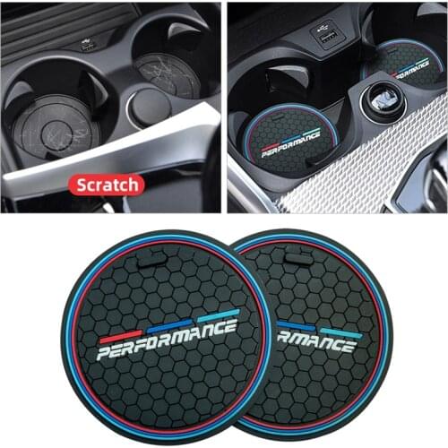 2Pcs Anti-Slip Cup Pad For BMW F10 F11 F07 E60 E61 F01 G11 F25 G01 G26 G02 F15 G05 E70 F16 G06 M Car Coasters Cup Holder Mats