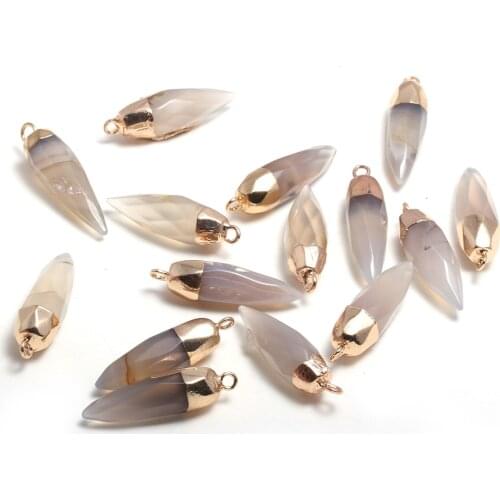 Natural Stone Pendant Chili Shaped Faceted Pendant 2pc/pack for Diy Jewelry Making Necklaces Accessories Size 13x26 mm