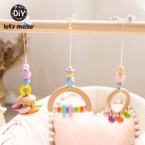 Lets Make 1pc Colorful Baby Rattle Beech Pendant Infant Baby Educational Toys Baby Comfort Tool Stroller Accessories