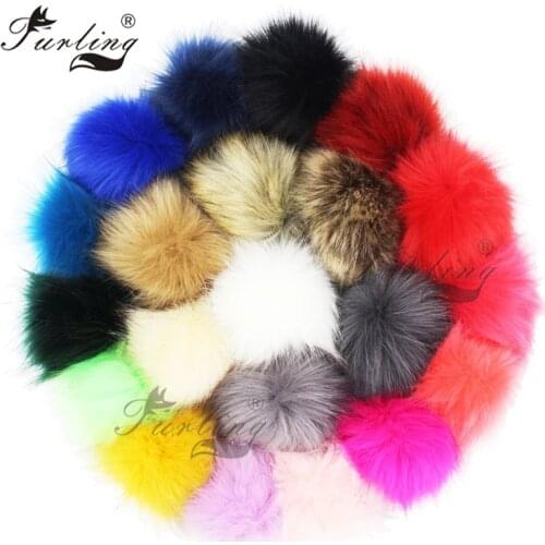 Furling DIY 1PC Faux Fox Fur Pom Poms 3.9inch/ 10cm for Knitting Hats Accessories KeyChain Accessories