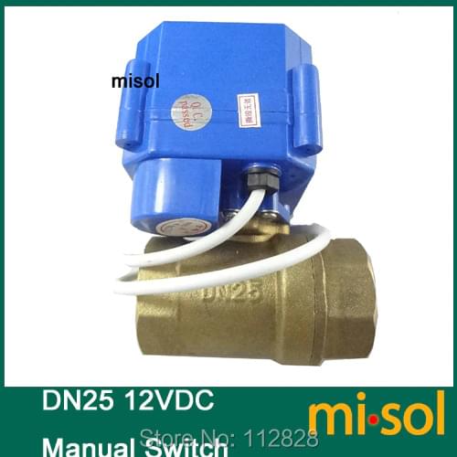 10pcs of Motorized ball valve 12V, DN25 (BSP 1" reduce port),with manual switch,2 way, electrical valve,brass