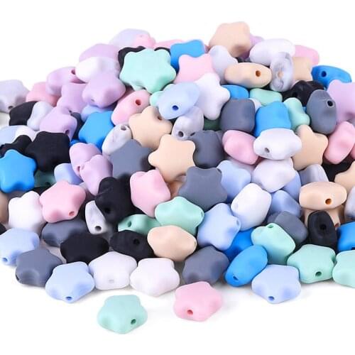 Keep&grow Stars Silicone Beads 10Colors Baby Teethers Food Grade Baby Teething Toys For Pacifier Chain Necklace DIY Accessories