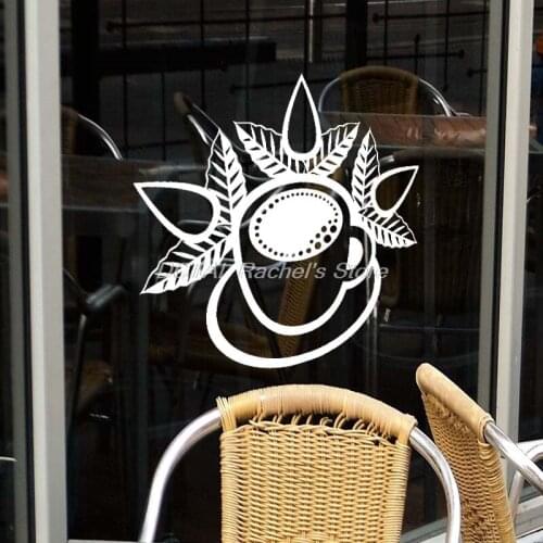 Coffee Shop Sticker Milk tea Decal Cafe Cup Poster Vinyl Art Wall Decor Mural Decoration Break Bread Coffee Glass Decals