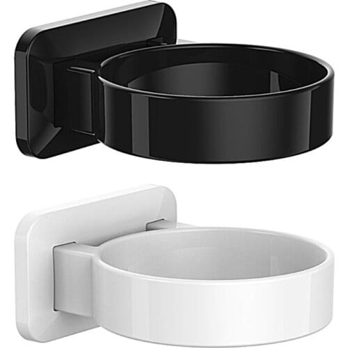 Hair Dryer Holder Rack White/Black Sturdy Wall Mount Stand Storage ABS Bathroom
